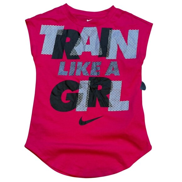 Nike Girls Tee "Train Like A Girl" Pink Size Medium 6 - Picture 1 of 5